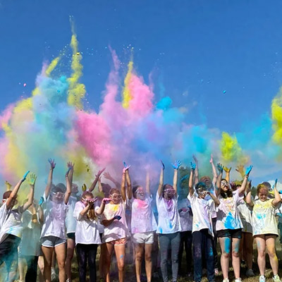 Young people at a colour run